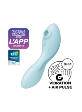 Vibromasseur connecté 3 en 1 Bleu USB Curvy Trinity 5+ - CC597823